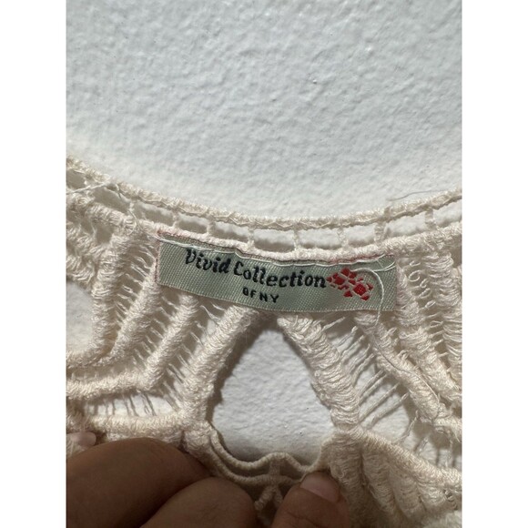 Vivid Collection Cream Boho Crochet Tank Top 100% Cotton Sz Large - Picture 6 of 7
